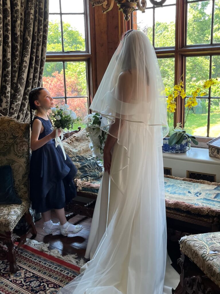 Chenies Manor House bride and bridesmaid
